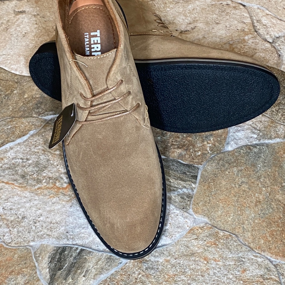 Terroni Men's Apricot Ankle Casual Lace Boot-Faux Suede-Fashionable